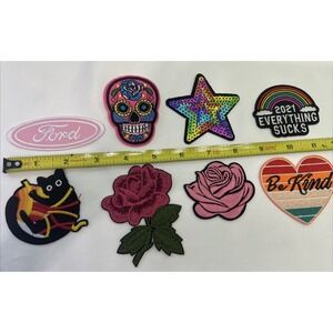Unbranded Mixed Embroidered Patch Lot 8pc Multicolor Excellent Retro Floral Cat
